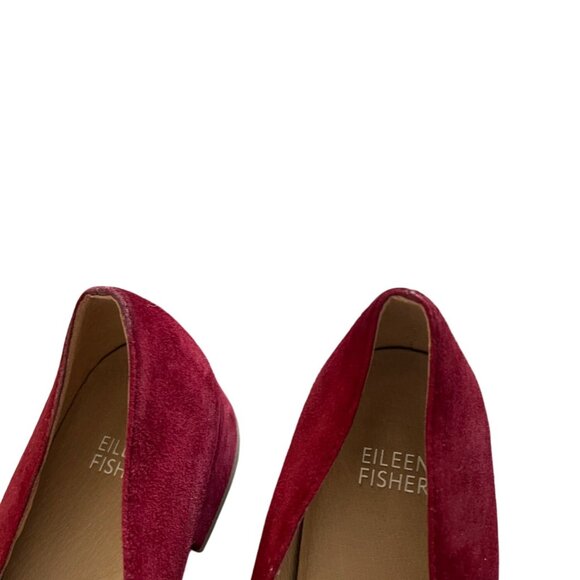 Eileen Fisher Elan Womens Loafer Size 8 Burgundy Block Padded Almond Toe Suede - Picture 13 of 14